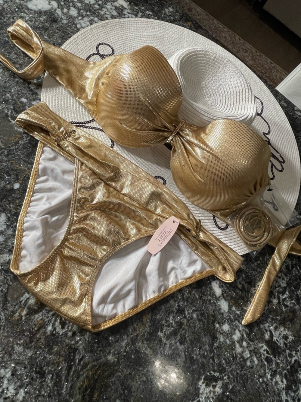 NWT Victoria Secrets bikini push-up bandeau gorgeous gold 36D/M - Picture 4 of 16